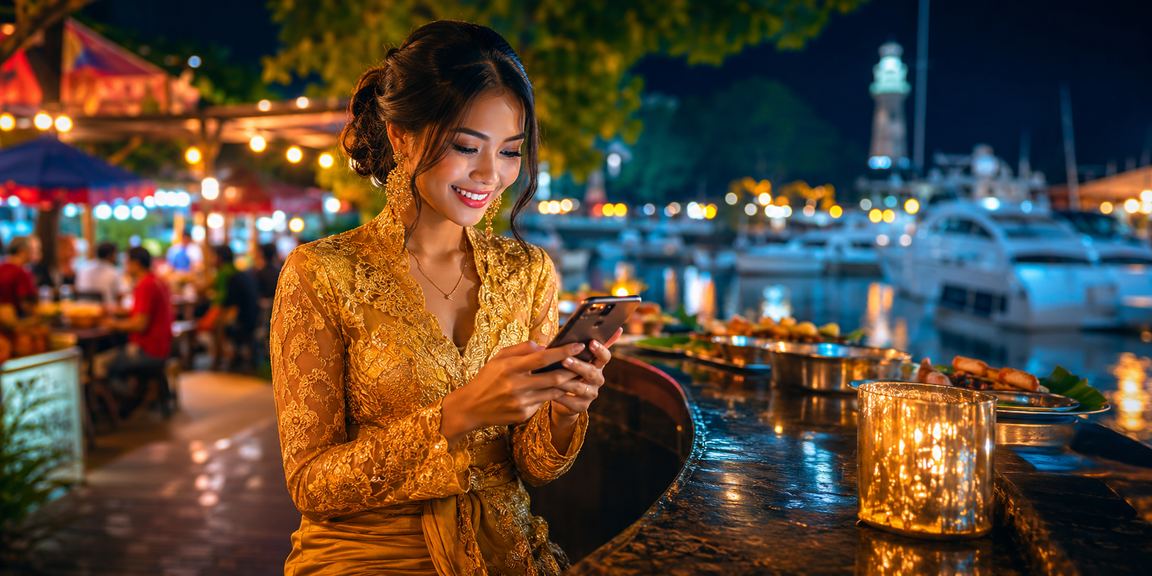 Pengguna Malaysia mengakses platform sglt2 dengan privasi terjamin melalui peranti mudah alih di Langkawi